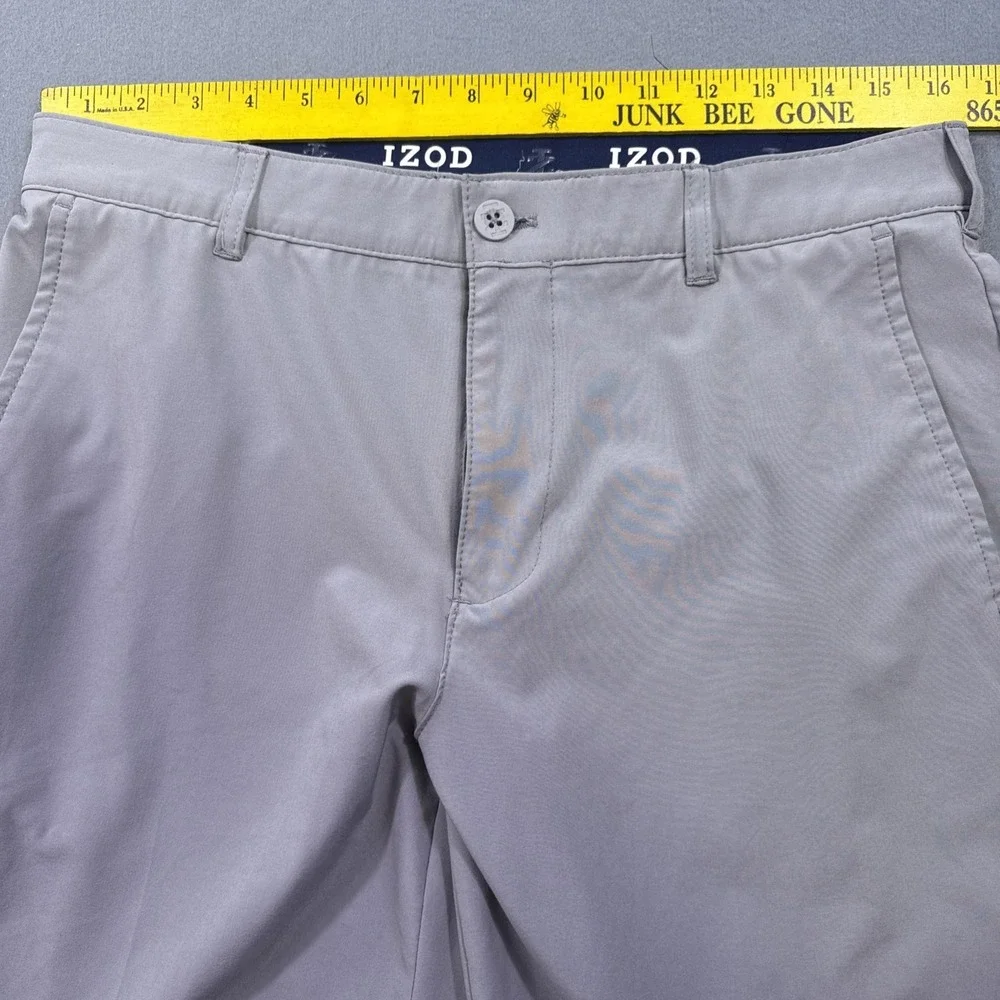 IZOD Advantage Performance Pants Men 32x32 GRAY Stretch Straight Fit Golf Chino
